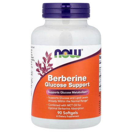 Berberina NOW Foods 400 mg con aceite MCT, frasco de 90 cápsulas blandas